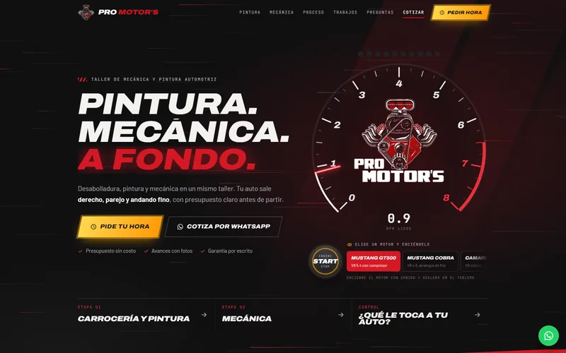 Portada de la página de PRO MOTOR'S
